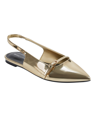Marc Fisher Women's Elelyn Pointy Toe Slingback Dress Flats In Gold- Manmade