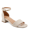 Easy Spirit Women's Sheila Square Toe Block Heel Dress Sandals In Ivory Patent Leather