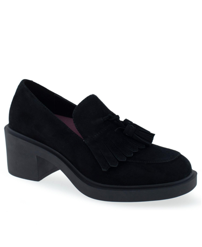Aerosoles Women's Gibes Tailored Block Heel Shoe In Black Suede