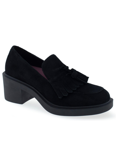 Aerosoles Women's Gibes Block Heel Loafers In Black Suede