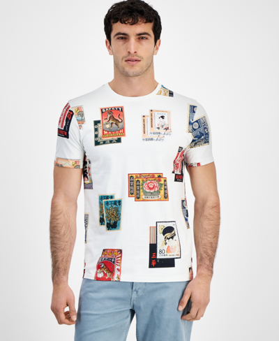 Guess Men's Stamp Collection Short Sleeve T-shirt In Salt White Multi