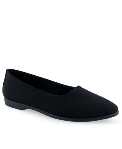 Aerosoles Fabene Casual-smoking Slipper/loafer/moc In Black Stretch