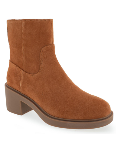 Aerosoles Women's Garie Midcalf Block Heel Bootie In Tan Suede