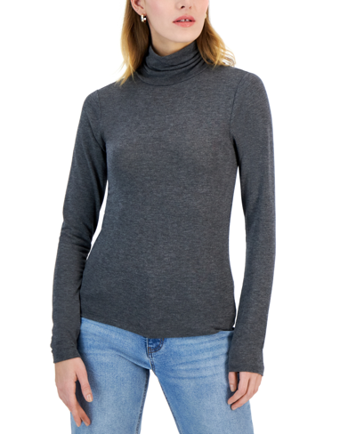 Lucky Brand Women's Mock-neck Long-sleeve Layering Top In Charcoal Heather