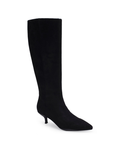 Aerosoles Women's Loano Tall Kitten Heel Dress Boot In Black Suede