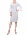Ny Collection Plus Size 3/4 Length Imitation-pearl Detail Dress In White