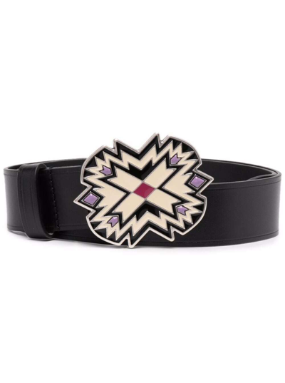 ISABEL MARANT ISABLEL MARANT WOMANS BLACK LEATHER BELT WITH DECORATED BUCKLE