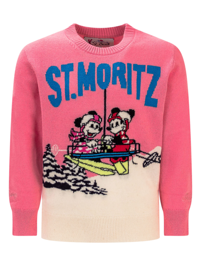 Mc2 Saint Barth Kids' Pullover St.moritz In Mickey Minnie Ski 21d