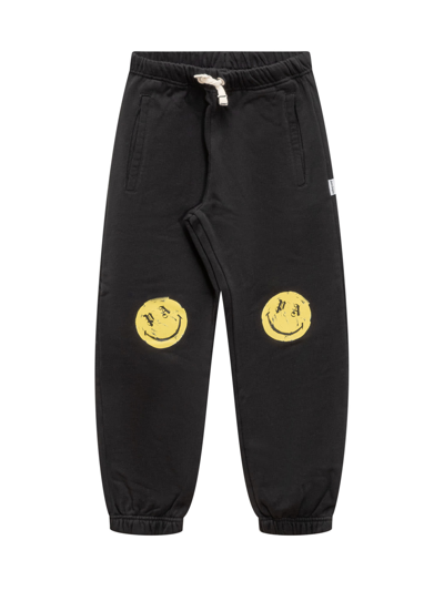 Palm Angels Kids' Cotton Jersey Sweatpants In Black Lemon