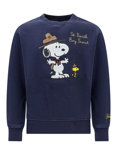 Mc2 Saint Barth Kids' Snoopy-print Cotton Sweatshirt In Blue