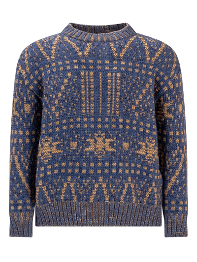 Golden Goose Kids' Jacquard Sweater In Sea Storm