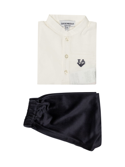 Emporio Armani Babies' Cotton Suit In Blu Navy