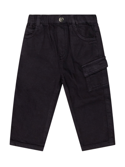 Emporio Armani Babies' Boys Navy Blue Cotton Cargo Trousers In Blu Navy