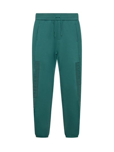 Emporio Armani Kids' Logo-embossed Tapered Track Pants In Tempesta