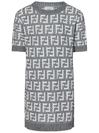 Fendi Kids' Grey Dress With Logo For Girl