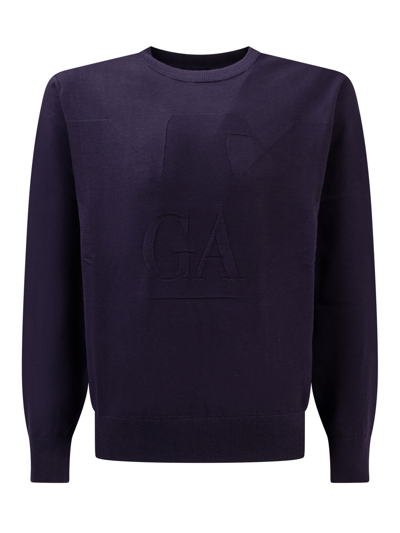 Emporio Armani Kids' Pullover With Logo In Blu Navy