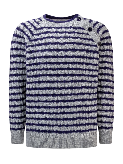 Emporio Armani Kids Striped Crewneck Jumper In Rigato