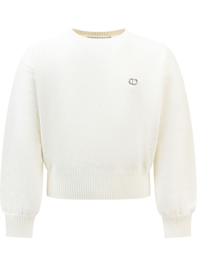 Twinset Kids' Sweater With Logo In Off White