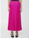 Valentino Iconographe Jacquard Pleated Midi Skirt In Fuchsia
