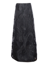 Alberta Ferretti Floral Fil Coupé Skirt In Black