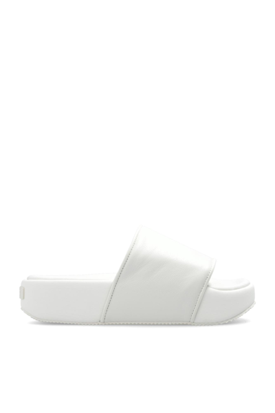 Y-3 White Leather Platform Slides In Core White