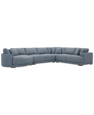Macy's Vasher 166" 4-pc. Fabric Sectional Sofa With Cuddler, Created For  In Sky