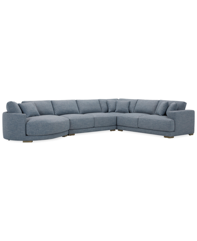 Macy's Closeout! Vasher 166" 4-pc. Fabric Sectional Sofa With Cuddler, Created For  In Sky