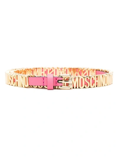 Moschino Adjustable Calf Leather Belts In Purple