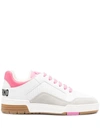 Moschino Perforated Leather Panel Sneakers In White