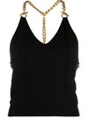 Moschino Chain-embellished Wool Halterneck Top In Black