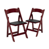 EMMA+OLIVER 2 PACK WEDDING PARTY EVENT WOOD FOLDING CHAIR WITH VINYL PADDED SEAT
