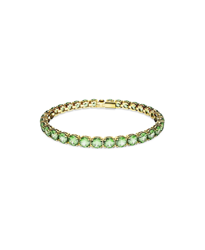 Swarovski Crystal Round Cut Matrix Tennis Bracelet In Green