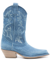 Vic Matie Denim 505 Texan Ankle Boots In Blue Denim In Denim/sea Blue