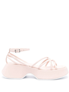 Vic Matie Flatform Leather Sandals In Pink