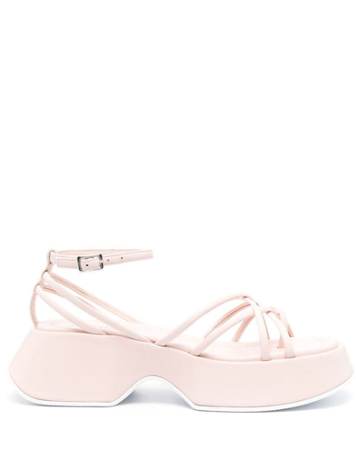 Vic Matie Flatform Leather Sandals In Pink