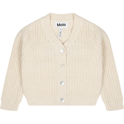 Molo Babies' Beige Cardigan For Kids With Logo