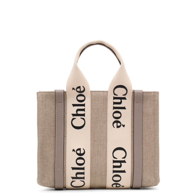 Chloé Woody Small Grey Canvas Bag