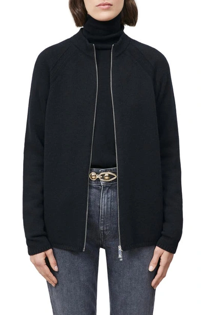 Lafayette 148 Cashmere Stand Collar Zip-front Cardigan In Black