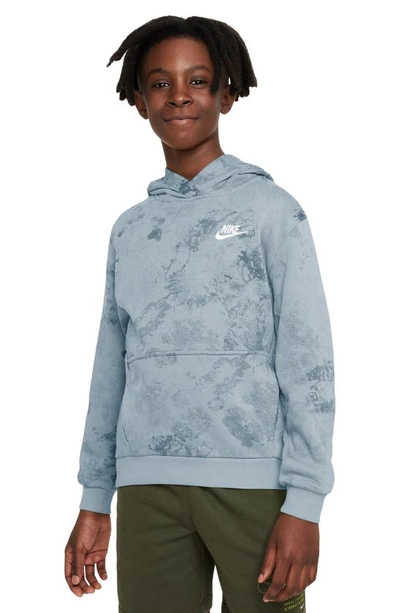 Nike Kids' Club Fleece French Terry Hoodie In Light Armory Blue/ White