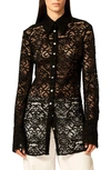 INTERIOR INTERIOR THE EMMA SHEER FLORAL LACE BUTTON-UP SHIRT