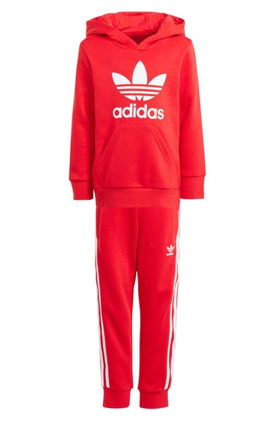 Adidas Originals Kids' Adicolor Lifestyle Graphic Hoodie & Joggers Set In Better Scarlet