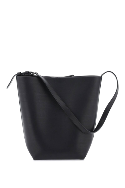 The Row Park Medium Tote Bag In Saddle Leather In Black