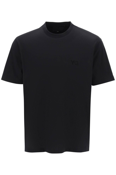 Y-3 Classic Logo棉质平纹针织t恤 In Black