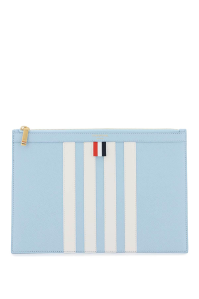 Thom Browne 4-bar Pouch In Light Blue