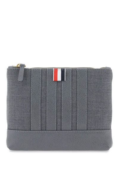 THOM BROWNE WOOL 4-BAR SMALL POUCH