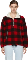 Isabel Marant Étoile Gilas Checked Brushed Wool-blend Jacket In Black/red