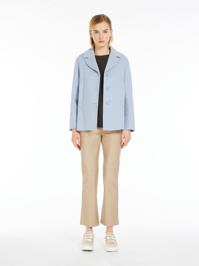 Max Mara Single-breasted Wool Pea Coat In Light Blue