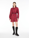 Max Mara Printed Silk Shirt Dress In Bordeaux