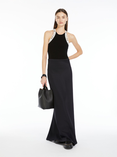 Max Mara Long Skirt In Cotton Scuba Fabric In Black