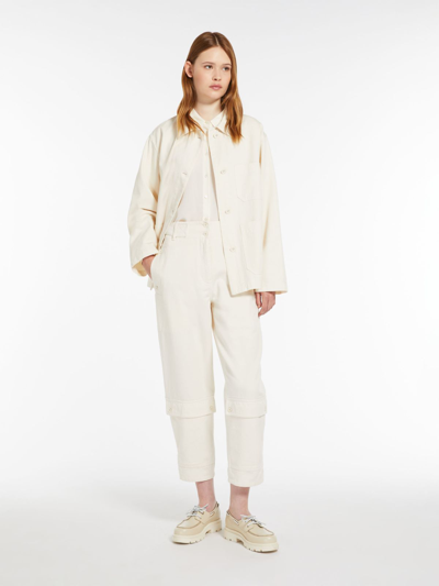 Max Mara Pocket-detail Cotton Jacket In Ecru